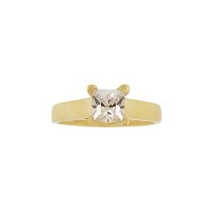 14k Yellow Gold, Simple Solitaire Engagement Ring with Princess Cut 