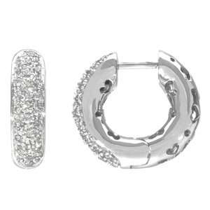    14k White Gold, Pave Diamond Hoop Earrings (0.50 ctw) Jewelry