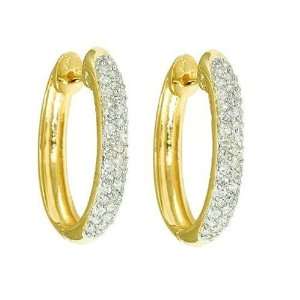 10k Yellow Gold Oval Pave Diamond Hoop Earrings (1/2 cttw 