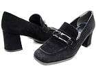 STUART WEITZMAN Black Suede Heels Pumps Shoes Rectangular Buckle Strap 