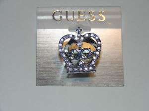 NWT Guess silver/rhinestone crown ring w/GG logo  