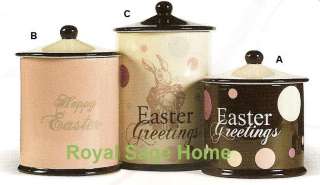 Easter Greetings Rabbit Bunny Brown Canister Polka Dots  