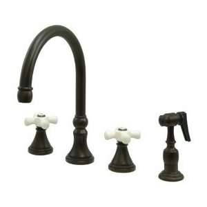 Elements of Design Deck Mount Kitchen Faucet with Brass Sprayer 