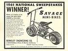Vintage and Rare 1961 Berkeley Savage Mini Bike Ad