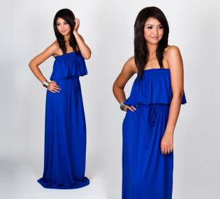 Royal Blue Shoulderless Long Maxi Dress XL 2XL 14 16 18  
