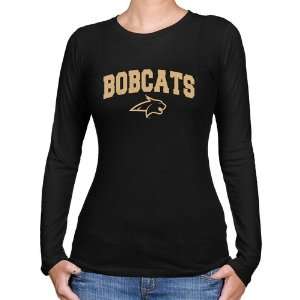 NCAA Montana State Bobcats Ladies Black Logo Arch Long Sleeve Slim Fit 