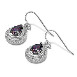   Earrings with Rainbow Topaz and Clear Cubic Zirconia Stones Jewelry