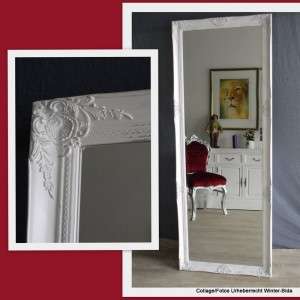 XXL 185cm Barockspiegel MARRY weiß/silber Wandspiegel Spiegel 