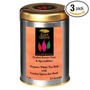 Eden Grove White Tea Rub with Spices for Pork, 5 Ounce Tins (Pack of 3 