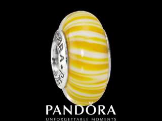 Original Pandora Bead 790678 Silber Murano gelb/weiß  