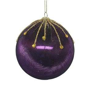 Purple & Gold Peacock Glitter Christmas Ball Ornamen