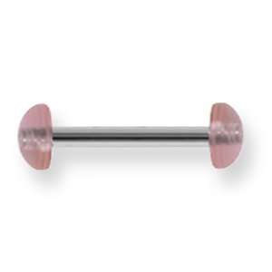  Acrylic Pink Half Balls Straight Barbells 12 Gauge 5/8in 