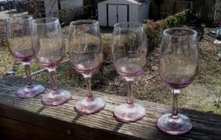 LAVENDER GLASS WINE GLASS LOT LOOK HANDMADE LOVELY COLOR GLASS  