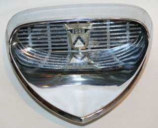 1958 Ford Fairlane Hood Scoop Chrome Trim + Logo Insert Original BAD 