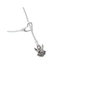  Silver Angel Heart Lariat Charm Necklace [Jewelry 