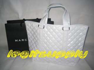 MARC JACOBS Shiny White Quilted Tote Bag Handbag Purse  