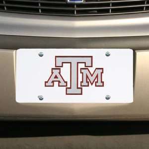  Texas A&M Aggies White Mirrored Team Logo License Plate 