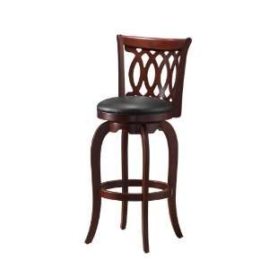  29H Swivel Bar Stool with Scroll Back in Light Cherry 