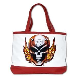  Shoulder Bag Purse (2 Sided) Red Skull with Flames Iron 
