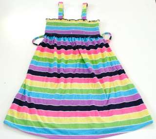 JUSTICE Rainbow Sequin Striped SMocked Summer DRess Strapless Option 