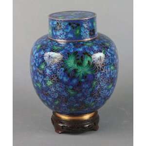  Great Wall Garden Blue & Green Cloisonne Cremation Urn 
