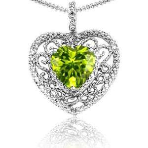  Candygem 10k Gold Genuine Heart Shaped Peridot and Diamond 