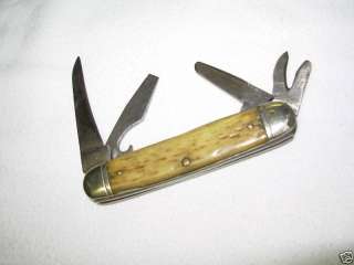 Ulster Knife Co No 1502 Cow Bone Handle Folding Knife  