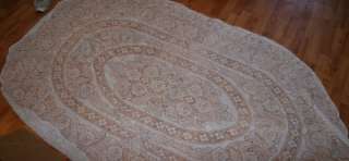 Lace Table Cloth Oval Rose Floral Ivory 56 x88 Inch  