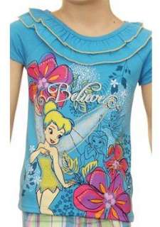 Disney TINKER BELL Outfit Set Shirt Shorts 4 5 6 6X  