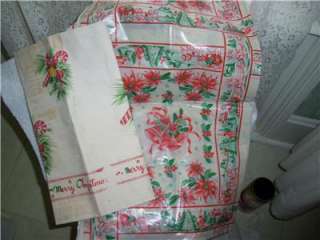 Vintage Christmas Tablecloths Santa Vinyl & Paper  