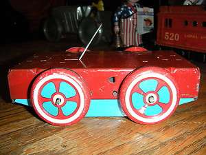 RARE Wyandotte HOKY POKY Clown Wind up Tin Toy Hand Car  
