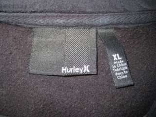 HURLEY Black Gray Stripe Zip Up Hoodie Sweatshirt XL  