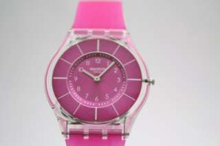 New Swatch Women Skin Pink Classiness Rubber Band Slim Watch 35mm 