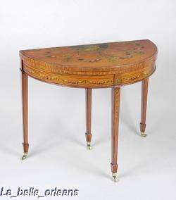 SUPERB SATINWOOD DEMI LUNE GAME TABLE. ENGLAND, 19TH C  