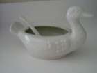  CERAMIC DUCK SAUCE DISH WITH SPOON   POF LODI MADE IN ITALY