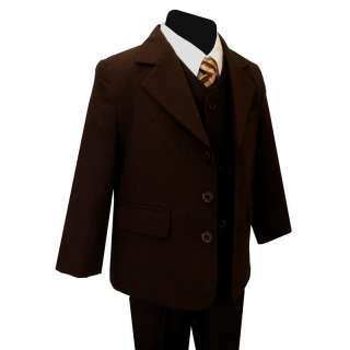 Brand New Boy Formal Brown Dress Suit Set W/Tie size 12  