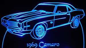69 Chevy Camaro Classic car acrylic light up sign  