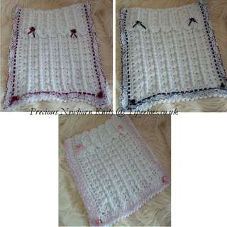 Baby Gift Hand Crochet Knitted Lace Pram or Moses Basket Blanket/Quilt 