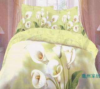 Calla Lily Flower Cotton Duvet Comforter Bedding Set  