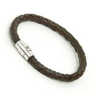 Sz7 9.5 Black Brown Men Women GENUINE Leather S.Steel Cuff Wristband 