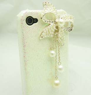 Bling Crystal Bow white Case for iPhone 4 4S [F5]  