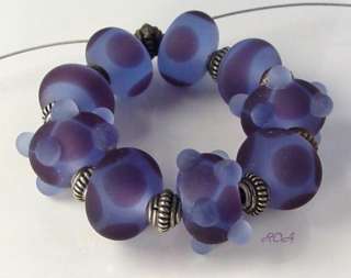 ROA Lampwork 9 Blue & Purple Spring Bud Glass Beads SRA  