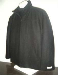   Wool Jacket Open Bottom Coat With Knit Bib XLARGE CHARCOAL  