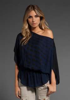PARKER Batwing Top in Navy Squares  