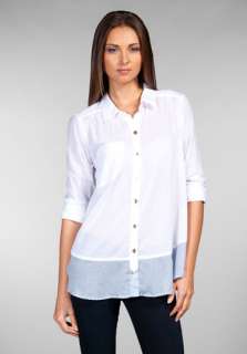 FREE PEOPLE Benjamin Button Down in White/Blue Combo at Revolve 