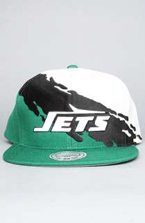 Mitchell & Ness The New York Jets Paintbrush Snapback Hat in Green 