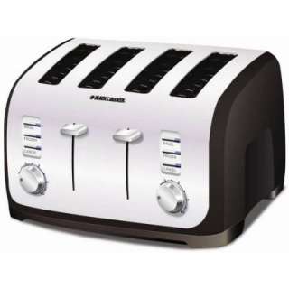 BLACK & DECKER 4 Slice Toaster, Chrome/Black T4030 