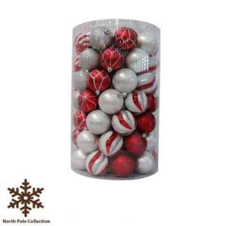 Martha Stewart Living 80 Mm White and Red Shatter Resistant Ornaments 