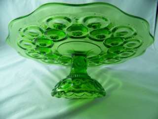   CO MOON AND STAR ANTIQUE GREEN LOW CAKE PLATE # 4202 EXCELLENT  