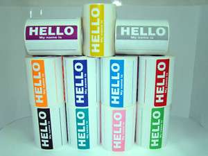 500 PURPLE Hello My Name Is Name Tag Labels Stickers  